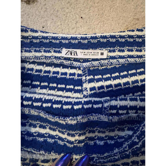 Zara Knit Blue and White Striped Women's Skort Sz M - Picture 4 of 8